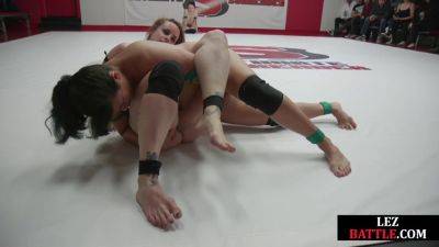 Wrestling public dykes fight on wrestling field for crowd - txxx.com