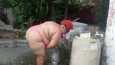 My Whore Stepmother Takes A Shower In The Patio - desi-porntube.com - India