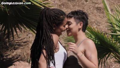 Wild ebony lez got pussyfingered outdoor by her bigbooty GF - hotmovs.com