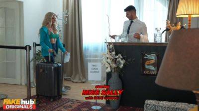 British MILF Miss Sally gets her pussy pounded in first-class airport lounge - sexu.com - Britain
