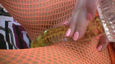 Hot teen in fishnet plays with her vibrator - hotmovs.com