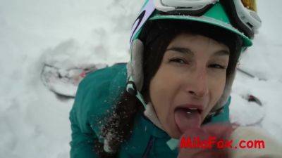 Hotly Sucked A Dick Snowboarder In The Woods In The Frost. Sperm On Face - Mila Fox - hclips.com