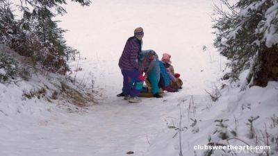 Sorority Chicks Have A Foursome In Front Of The Fire While On A Ski Vacatio - BANG! - hotmovs.com