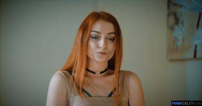 Katy Rose - Katy Rose, the tight redhead, gags on a hard cock in fishnets and takes it in every hole - sexu.com - Czech Republic