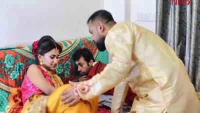 Newly Married Wife Fucked By Husband And Stepbrother In Law Together. A Hardcore Threesome - desi-porntube.com - India