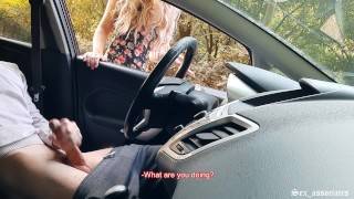 Public dick flash! A naive teen caught me jerking off in the car in a public park and help me out. - pornhub.com