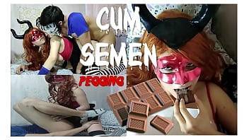 Diablita hace PEGGING a un chico y luego le dan fuerte por el ANO y COME CHOCOLATE con SEMEN - xvideos.com