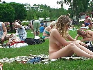 busty nice blonde naked in public - sunporno.com