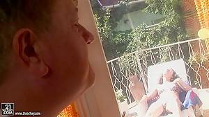 Teen cum dumpster slurps up an old man's hot cock and worships it - hdzog.com