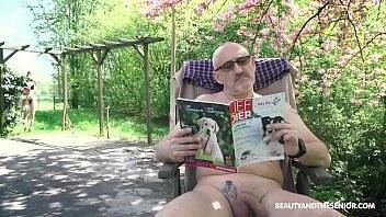 Skinny teen annoys grandpa so he fucks her pussy outdoors - xvideos.com