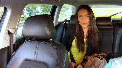 Horny Brunette Fucks Cabbie To Make Her Flight On Time - Reality Car Sex - xhand.com