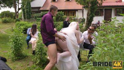 Big ass blondie gets fucked on her wedding day in front of everyone - anysex.com